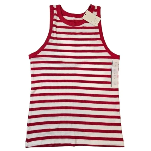 NWT A New Day Red and White Striped Tank Top Ribbed Large X-Large XX-Large - Picture 3 of 7